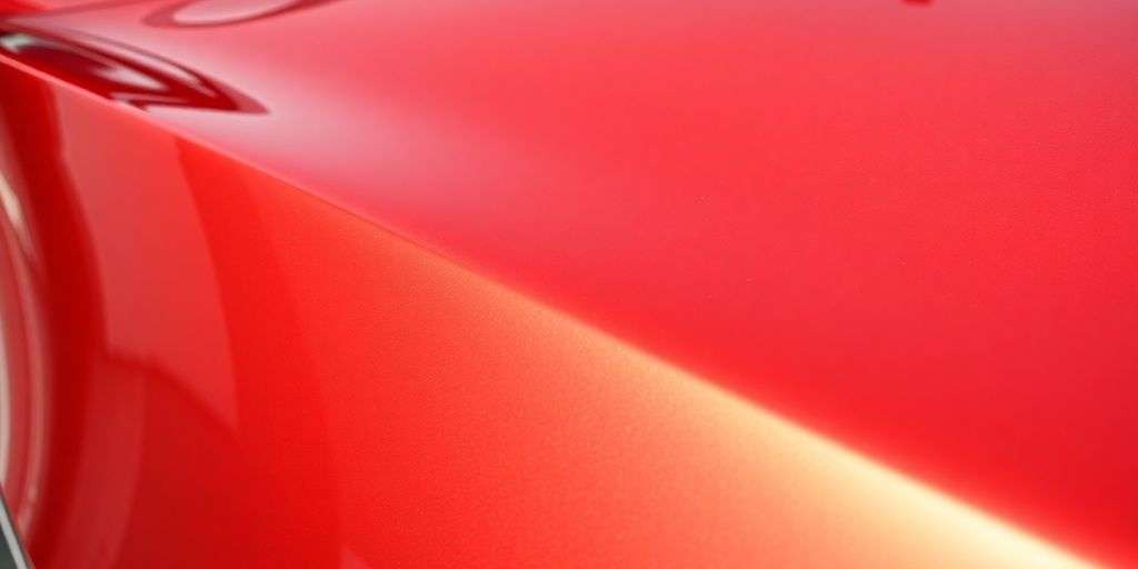 Shiny car surface with ceramic coating reflection.